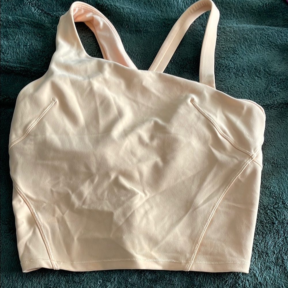 Lululemon light orange Sports Bra asymmetrical 2 different straps